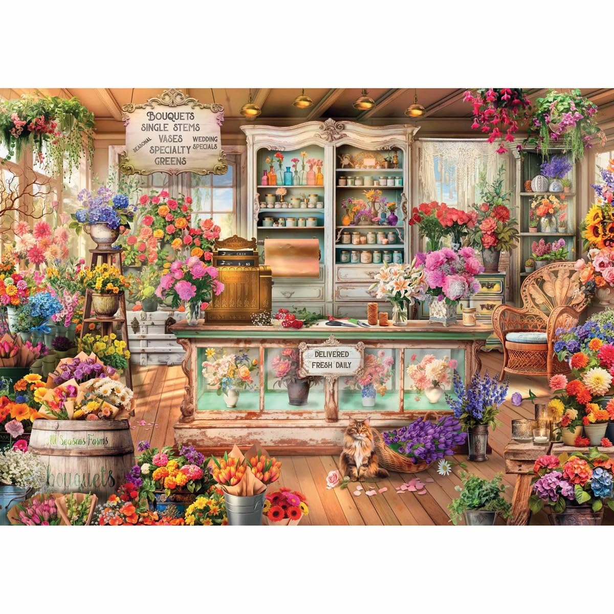 Ravensburger All Seasons Flower Shop interlocking pieces ensure a precise, satisfying fit during assembly.