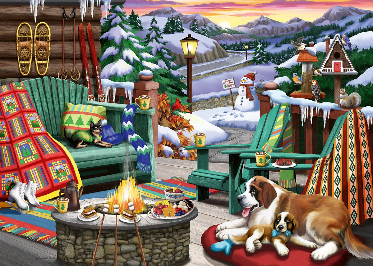 Ravensburger Après All Day winter front porch scene puzzle—perfect for framing
