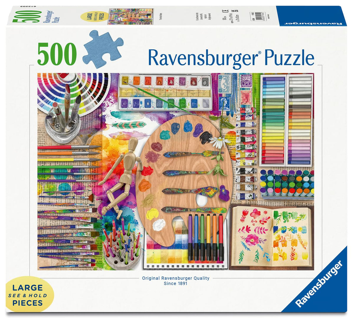 Ravensburger Artist's Palette close-up pieces highlight clean cuts for precise interlocking.