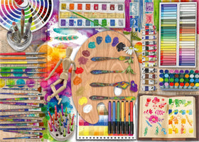 Ravensburger Artist's Palette puzzle cover shows vibrant colors for immersive family puzzle time.