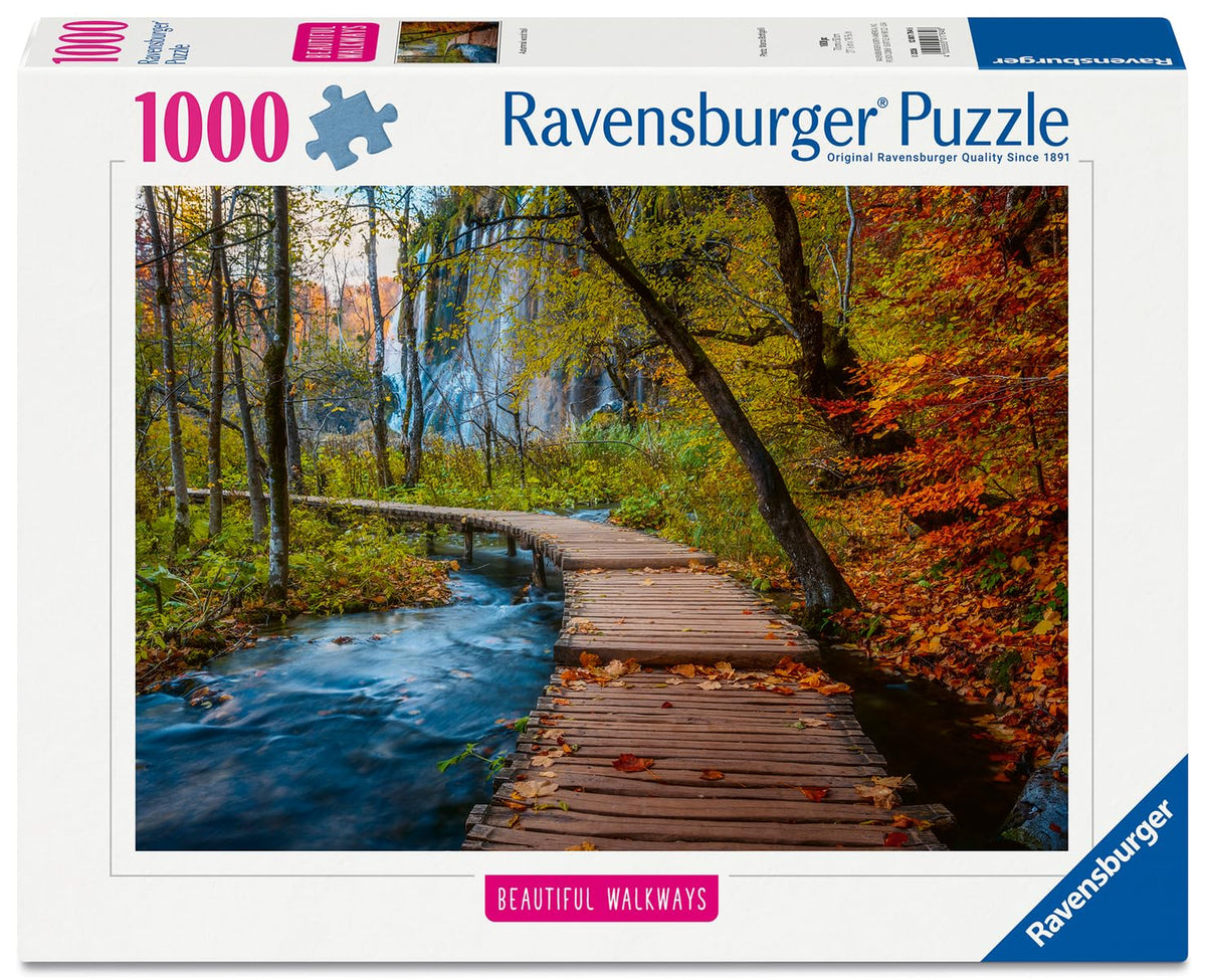 Ravensburger Autumnal Wooden Trail puzzle autumn forest path invites mindful, relaxing breaks