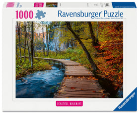 Ravensburger Autumnal Wooden Trail puzzle autumn forest path invites mindful, relaxing breaks
