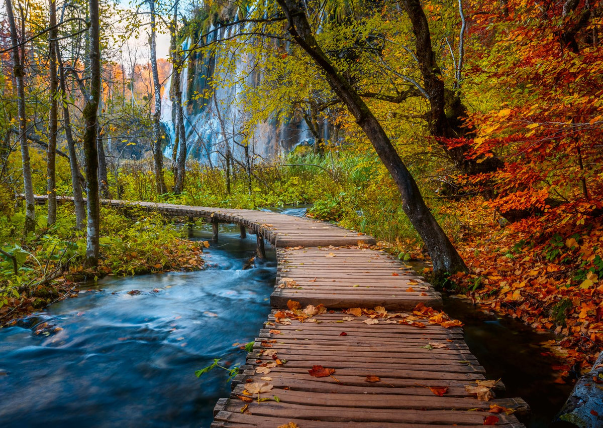 Ravensburger Autumnal Wooden Trail puzzle cover shows warm autumn colors for cozy evenings