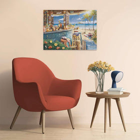 Ravensburger Beach Bar Breezes tiki bar detail: intricate pieces create a satisfying, puzzle-solving experience.