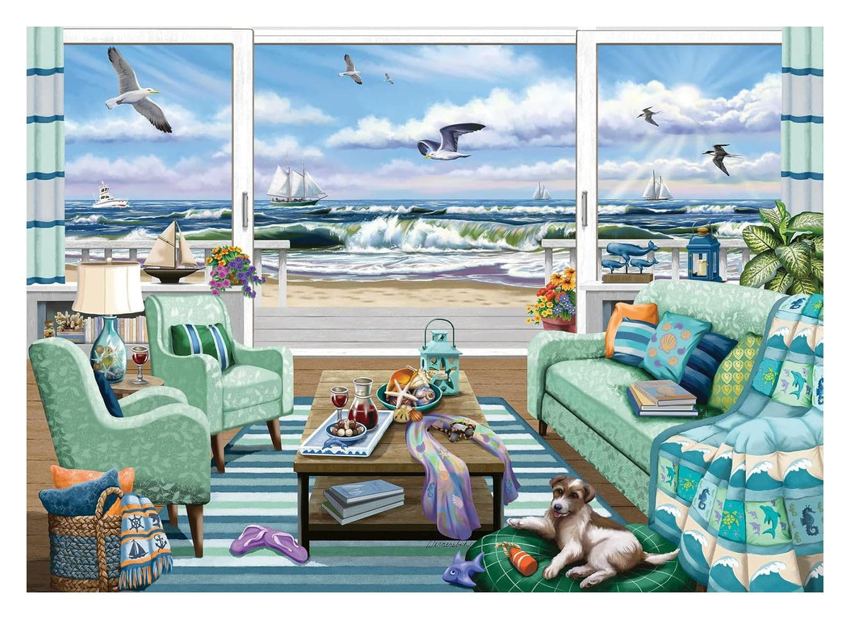 Ravensburger Beachfront Getaway coastal scene—vivid colors brighten your puzzle session.