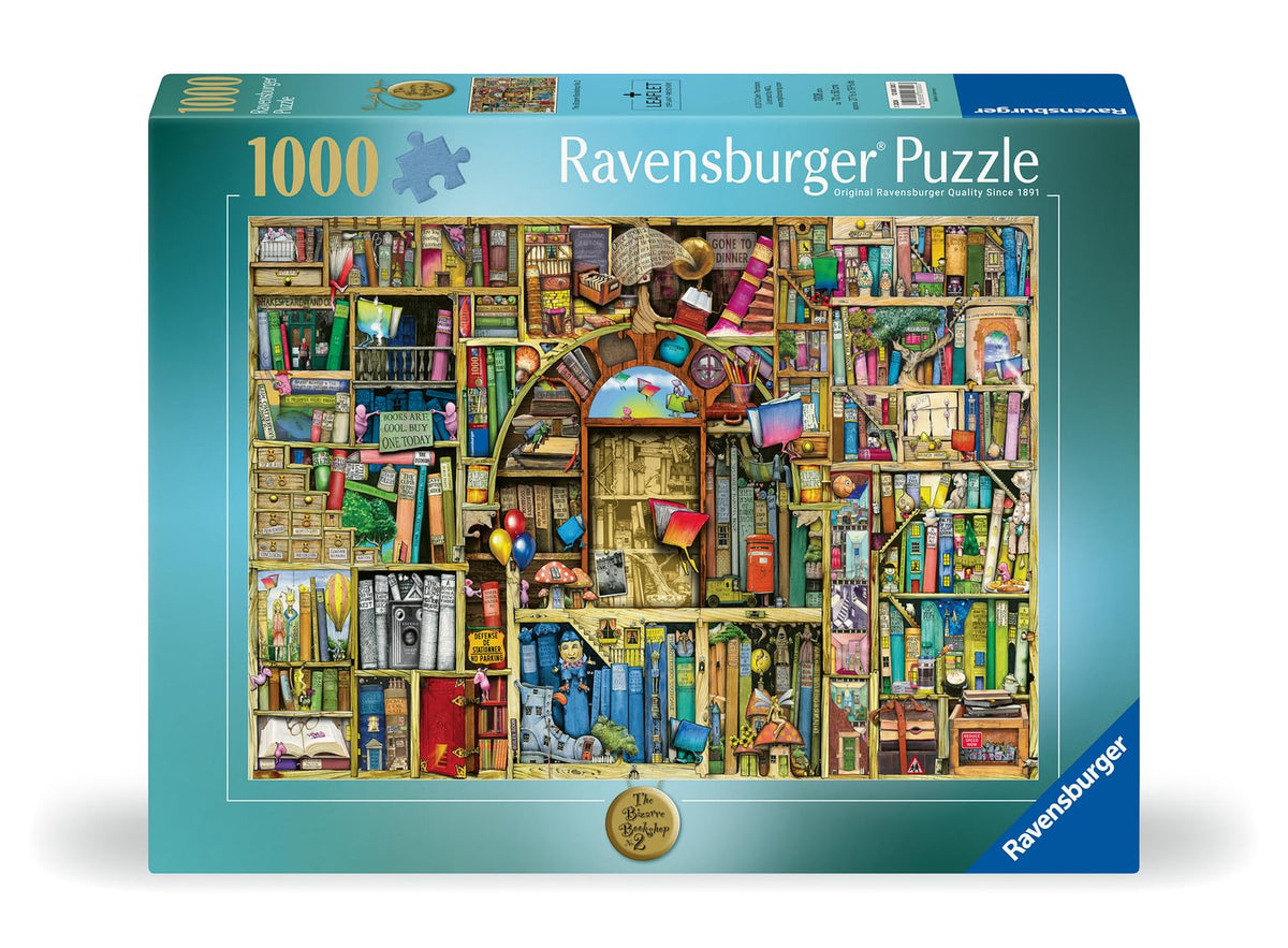 Ravensburger The Bizarre Bookshop 2 puzzle interlocking-pieces, precise fit for smooth assembly.
