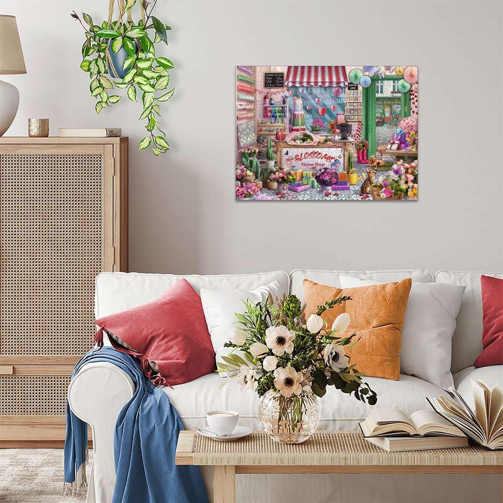 Ravensburger Blossoms high-quality board with linen finish reduces glare while puzzling