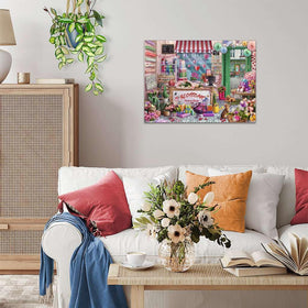 Ravensburger Blossoms high-quality board with linen finish reduces glare while puzzling