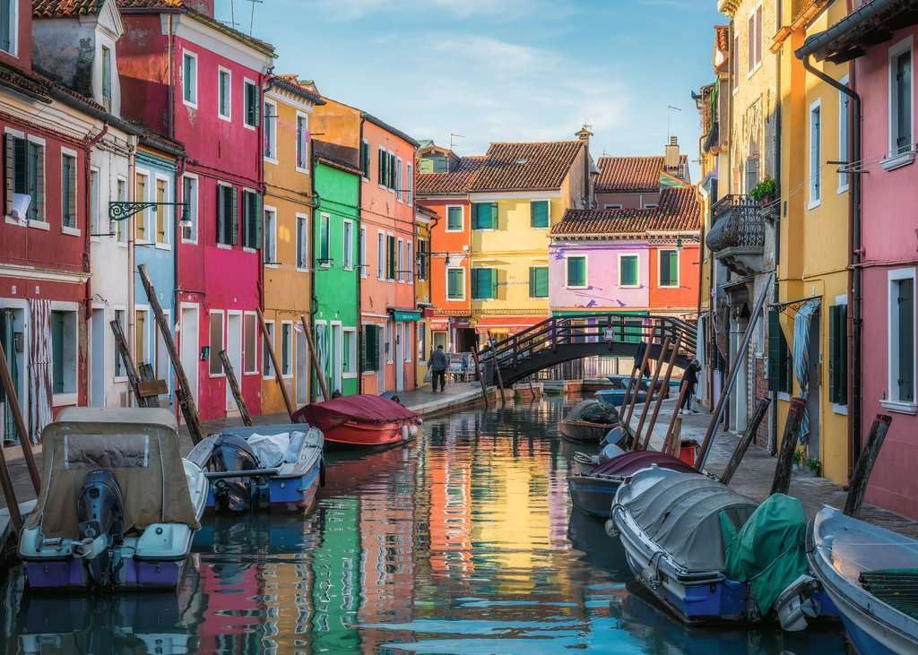 Ravensburger Burano Italy rainbow houses puzzle enhances focus and memory during puzzling