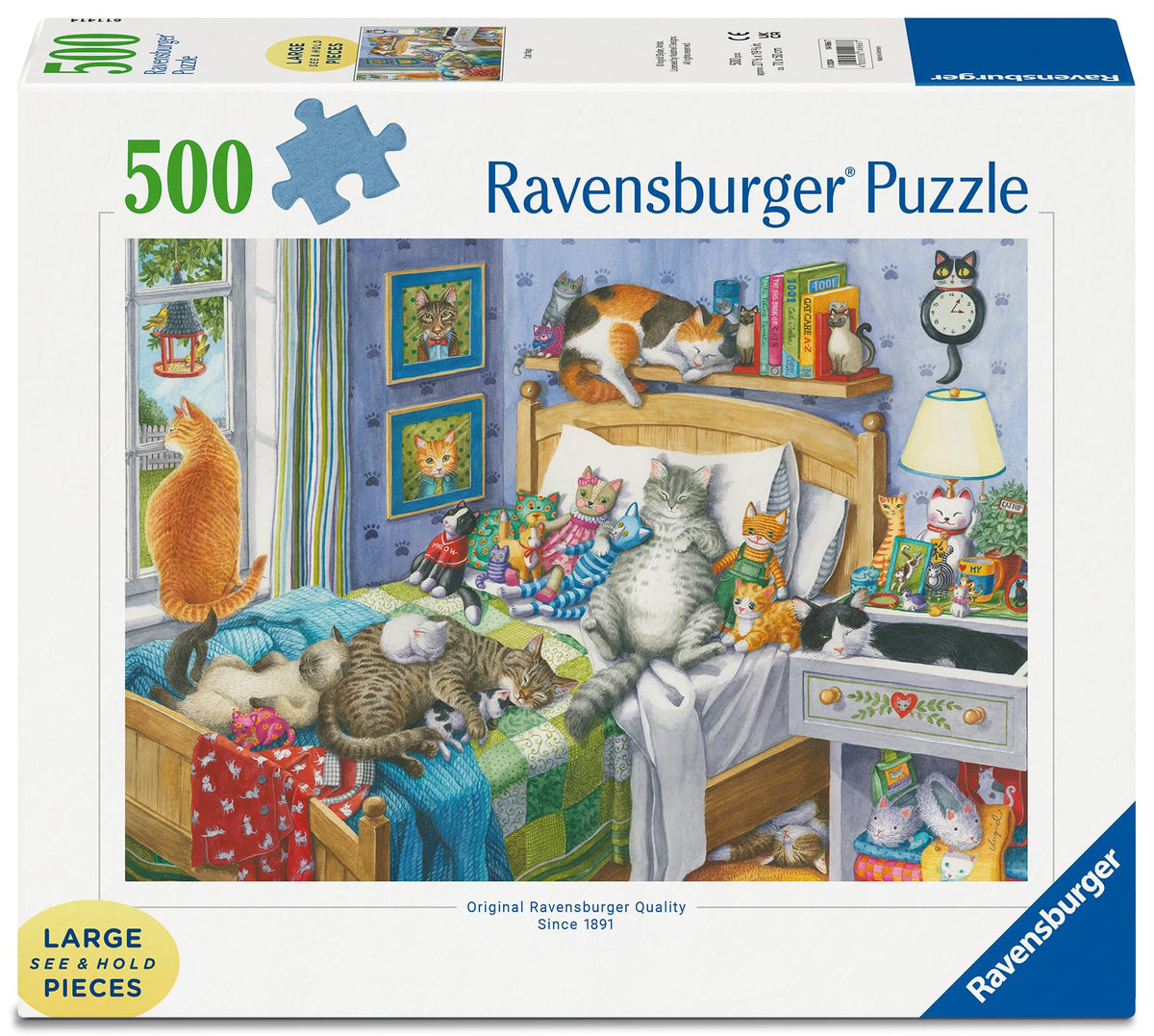 Ravensburger Cat Nap 14966 close-up of unique pieces designed for easy interlock