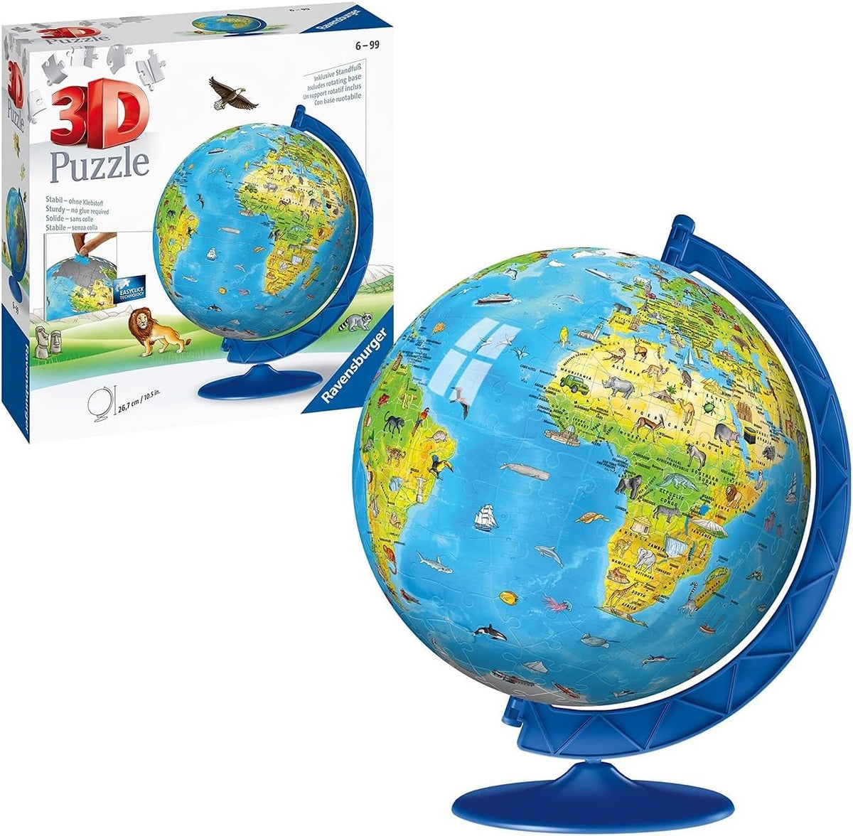 Ravensburger children's world globe 3D puzzle ready for display