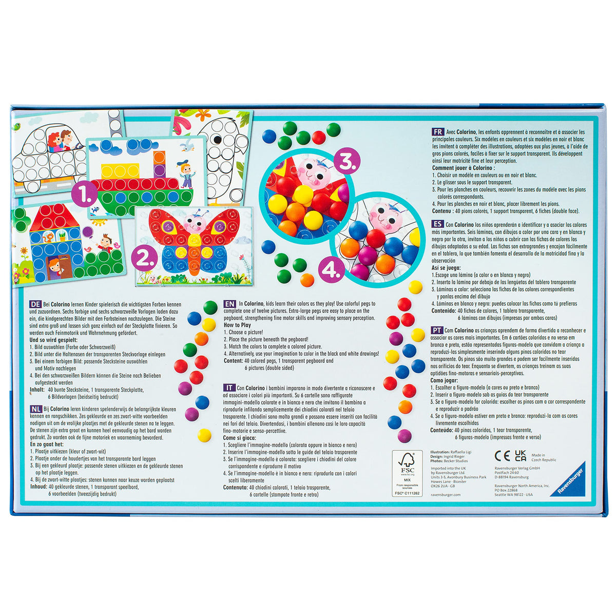 Ravensburger Colorino easy-grip pegs aiding fine motor development