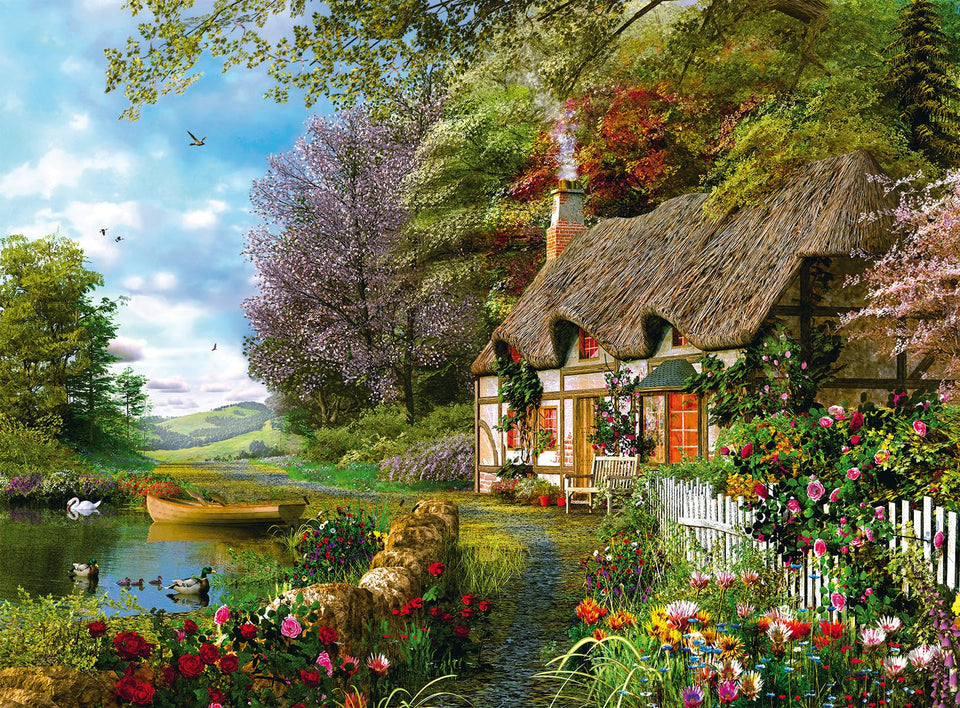 Ravensburger Country Cottage 1500-piece puzzle front view showing detail for mindful relaxation
