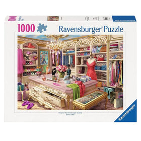 Ravensburger The Coveted Closet puzzle cover image, vibrant wardrobe scene for immersive puzzling sessions.