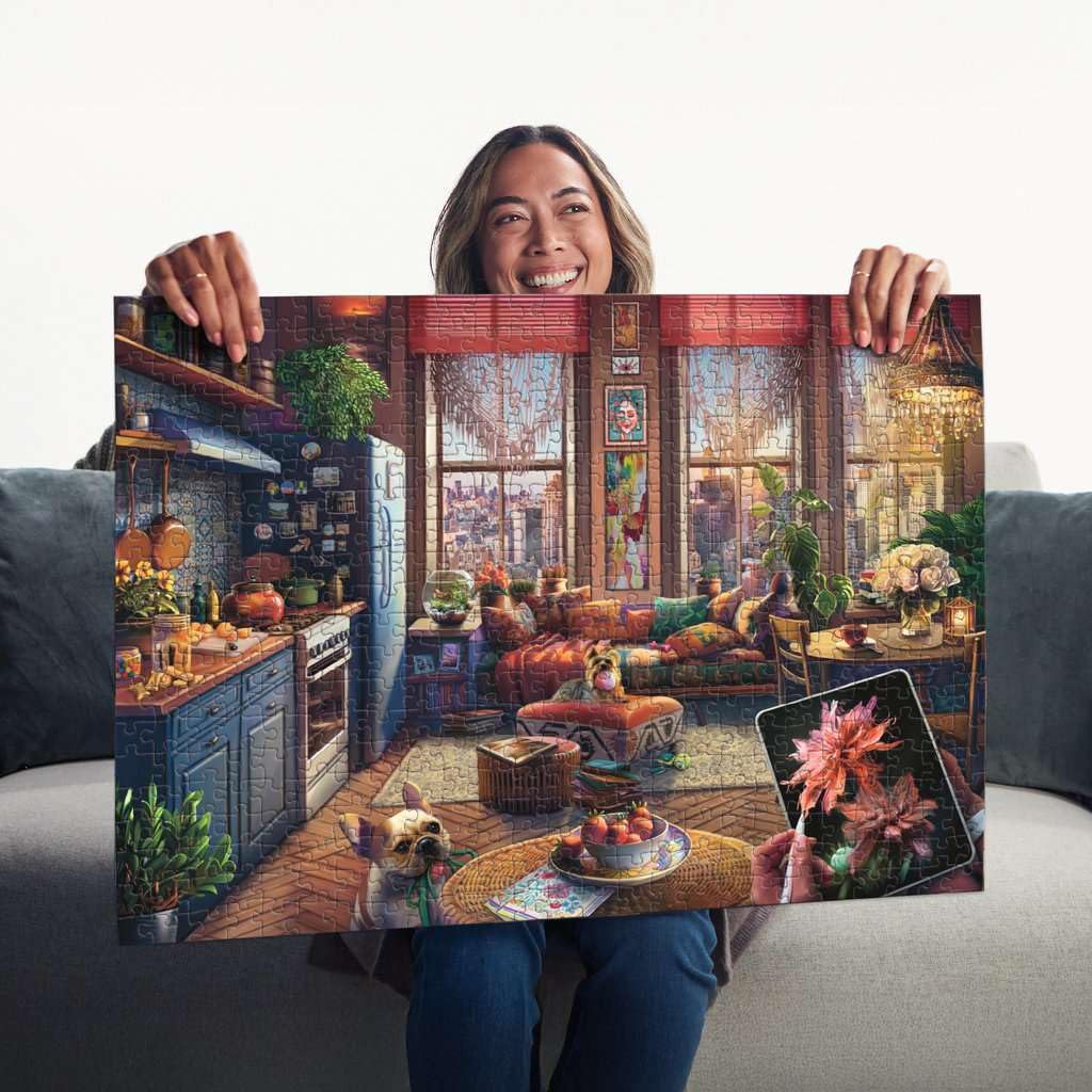 Ravensburger Cozy Boho Studio view of the studio, inspiring puzzle sessions