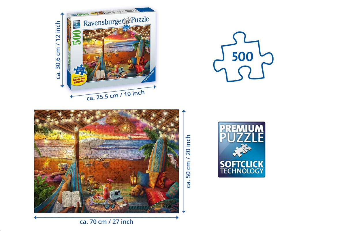 Ravensburger Cozy Cabana Puzzle FSC-certified materials support sustainable puzzling.