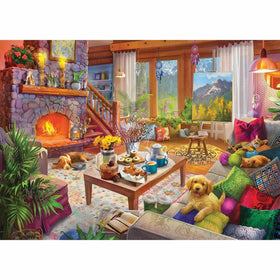 Ravensburger Cozy Cabin interlocking pieces close-up showing precise fit.