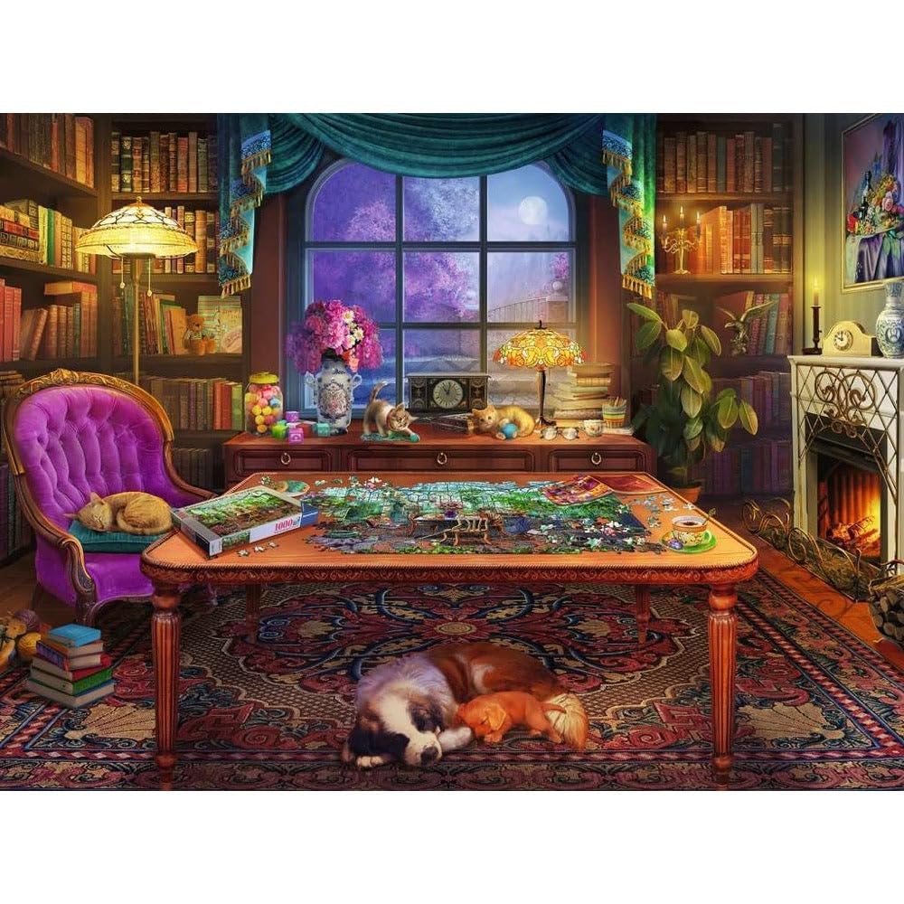 Large-format puzzle pieces from Ravensburger Cozy Series are easy to handle solo or with others