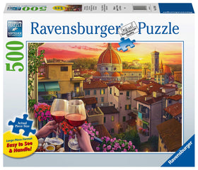 Ravensburger Cozy Wine Terrace puzzle pieces designed for easy handling with Softclick precision.