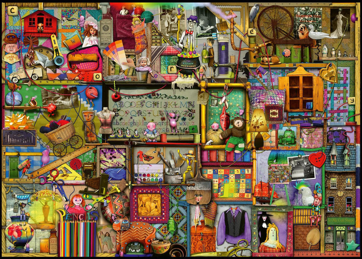 Ravensburger Craft Cupboard 1000pc image of art supplies for a cozy puzzle night