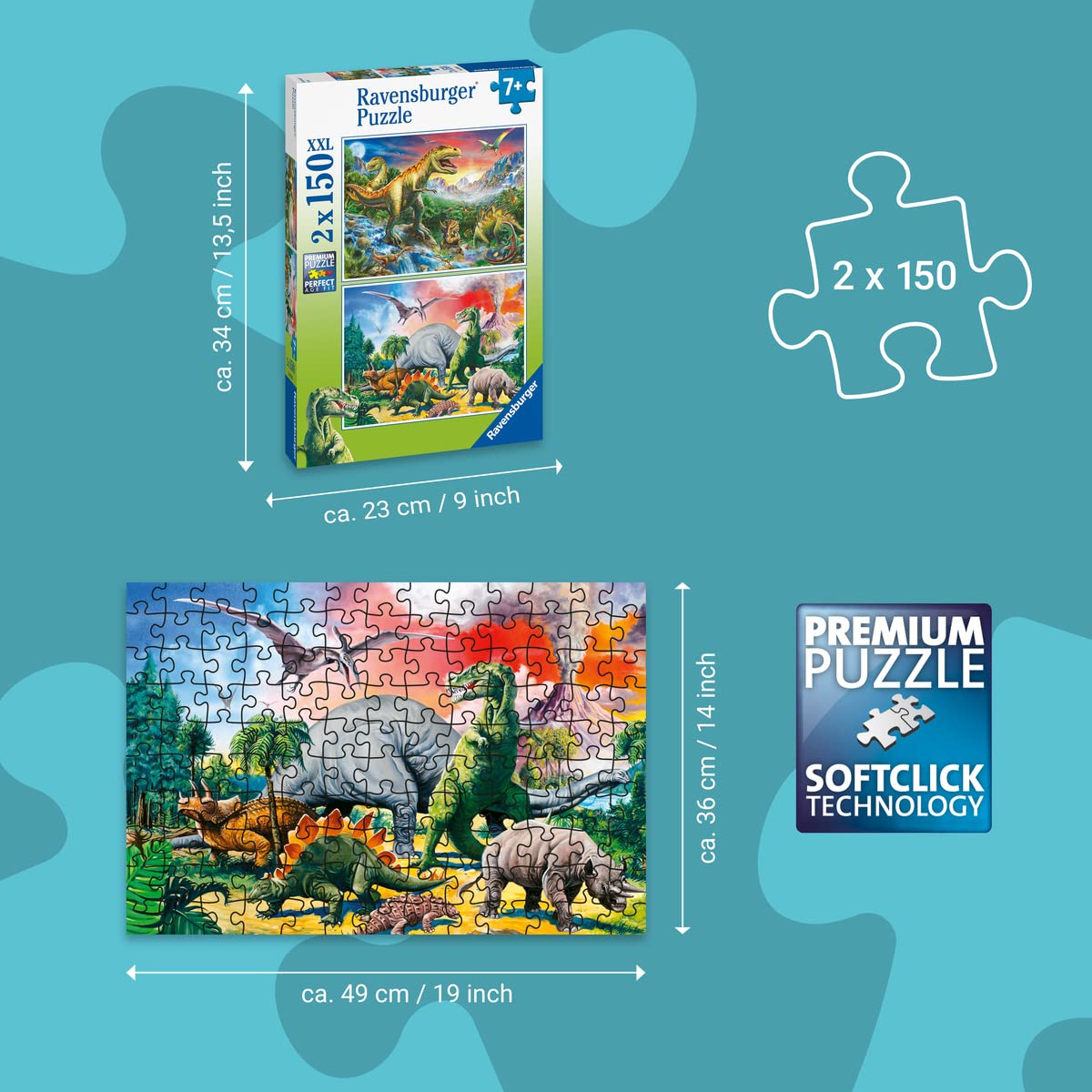 Ravensburger Dinosaurs softclick-fit pieces ensure snug joining.
