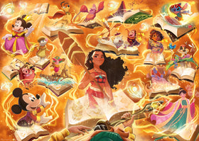 Ravensburger Disney Lorcana Amber Glimmers 1000-piece puzzle with calming amber tones.