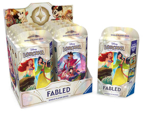 Ravensburger Disney Lorcana Fabled Deck Emerald Ruby card set for deck building ideas.