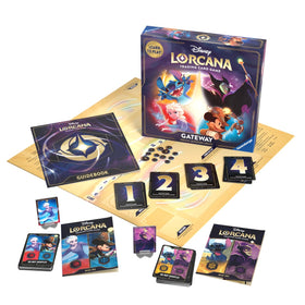 Ravensburger Disney Lorcana Gateway deck-setup showing prebuilt glimmers for beginners.