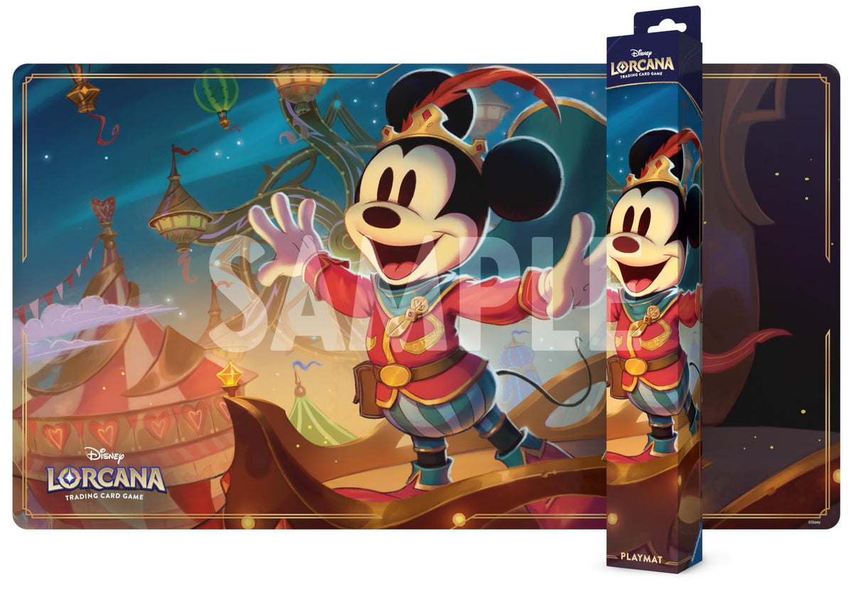 Ravensburger Disney Lorcana Mickey Mouse Brave Little Prince playmat protects cards and doubles as a desk mat.