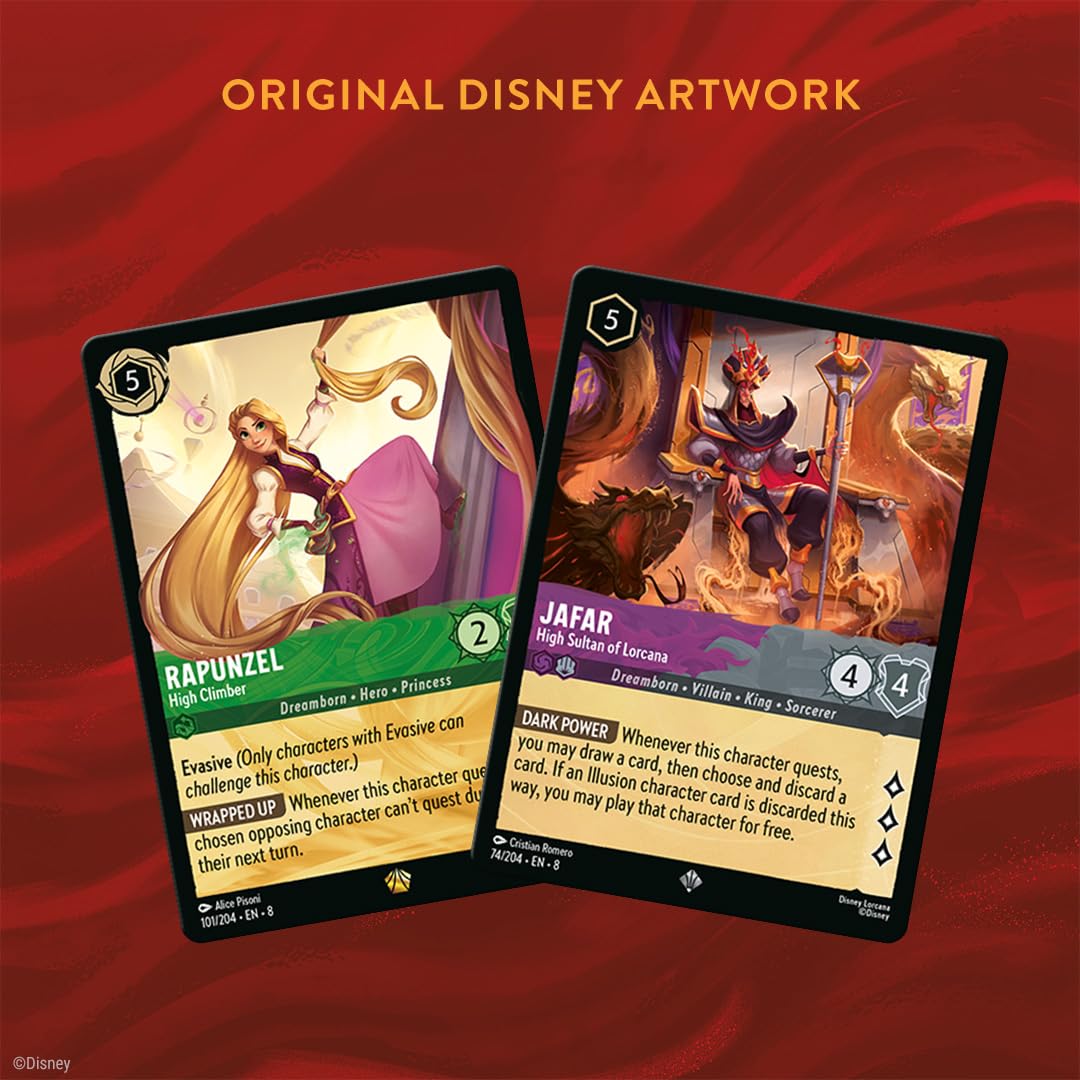 Ravensburger Disney Lorcana booster display details highlight pack contents.