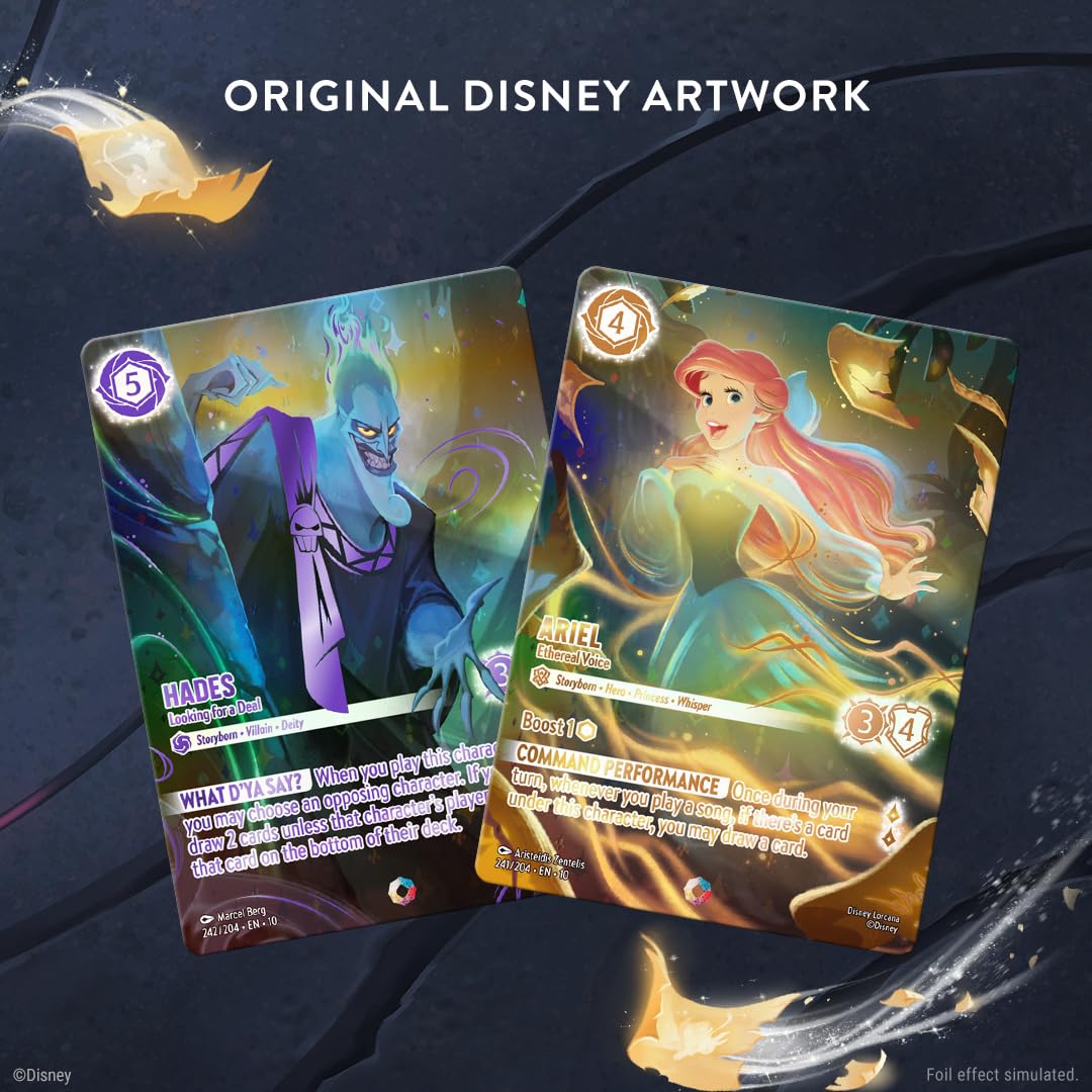 Ravensburger Lorcana pack foil cards reveal shine and rarity options during pulls