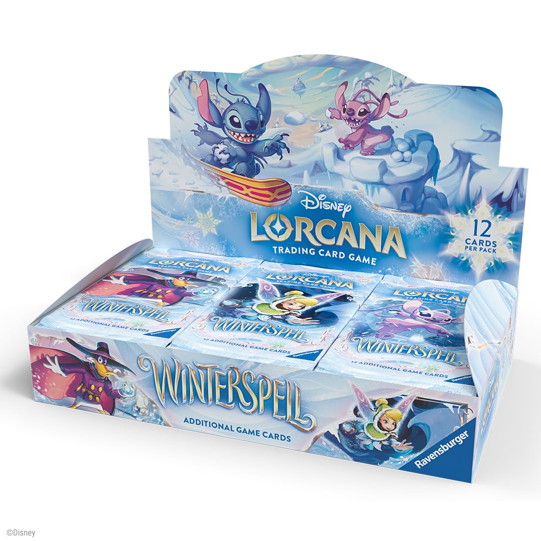 Ravensburger Disney Lorcana Winterspell booster display showing 24 packs for collectors and players