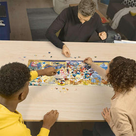Ravensburger Disney Panoramic puzzle in a cozy living room for group activity