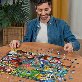 Ravensburger Disney-Pixar 1000-piece puzzle interlocking fit demonstrated.