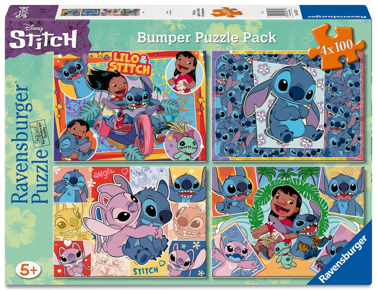 Ravensburger Disney Stitch bumper pack cover image showing kid-friendly puzzle excitement and color