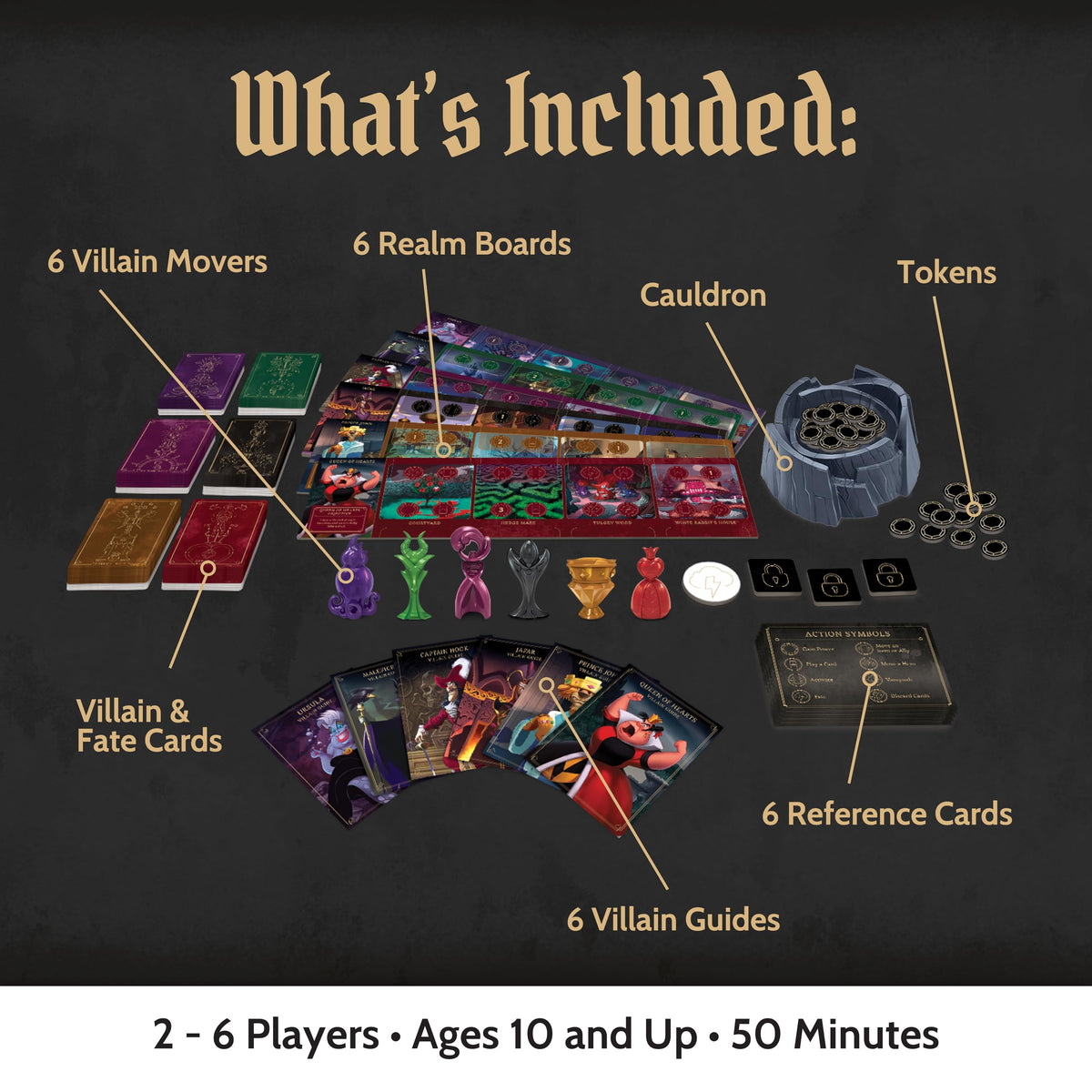 Ravensburger Disney Villainous game board supports organized, tense battles.