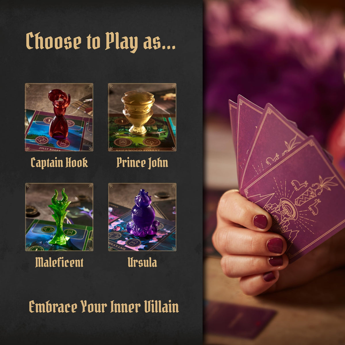 Ravensburger Disney Villainous Intro to Evil – card decks showcase strategic options for advanced play.