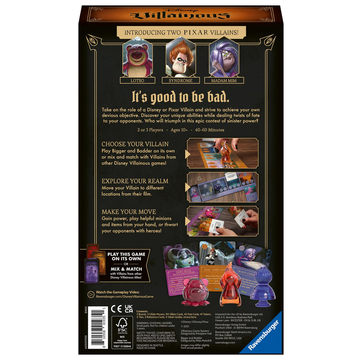 Ravensburger Disney Villainous Realm Boards and tokens diversify game play.