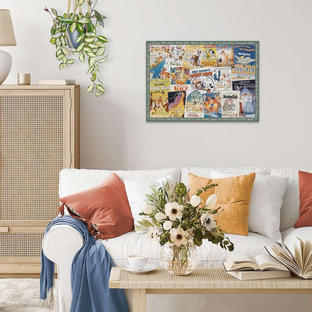 Ravensburger Disney Vintage poster puzzle completed—displayable art for a cozy room ambience