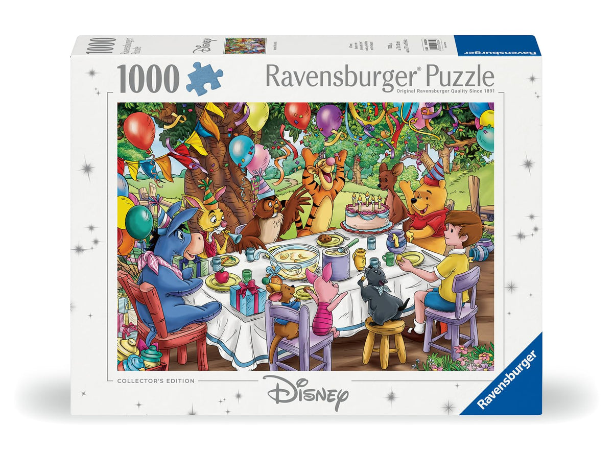 Ravensburger Winnie the Pooh 1000-piece puzzle ensemble, perfect for group puzzling sessions