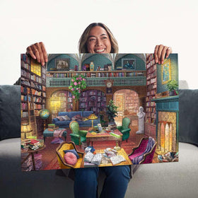 Ravensburger Dream Library linen texture: glare-free finish enhances visibility for comfortable puzzle work