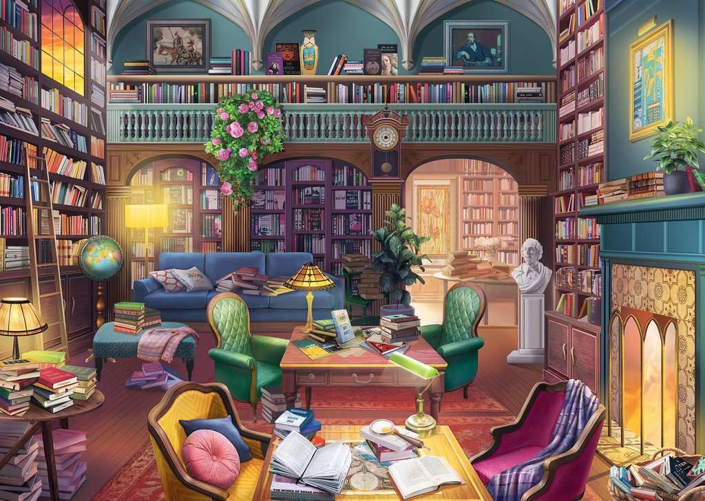 Ravensburger Dream Library towering bookshelves: intricate details invite slow exploration