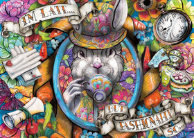 Ravensburger Fashionably Late puzzle cover with stylish artwork for a relaxing evening