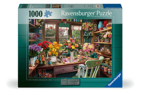 Ravensburger Flower Arranger's Shed blooms display suggests calming, satisfying puzzle progress