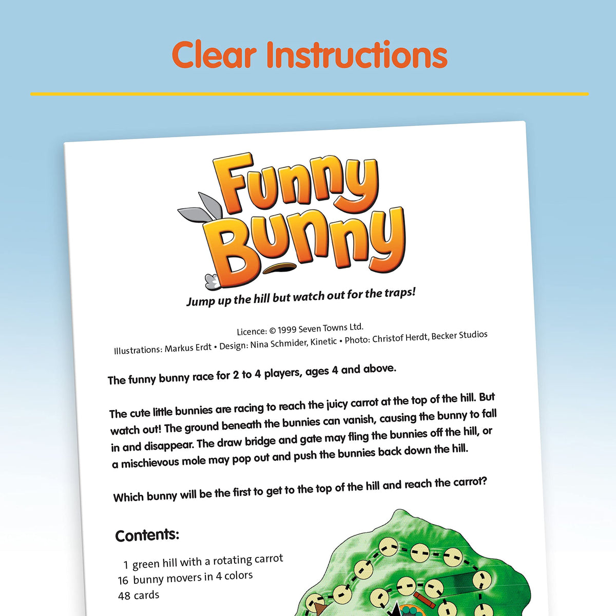 Carrot goal highlighted as the finish line in Ravensburger Funny Bunny Game