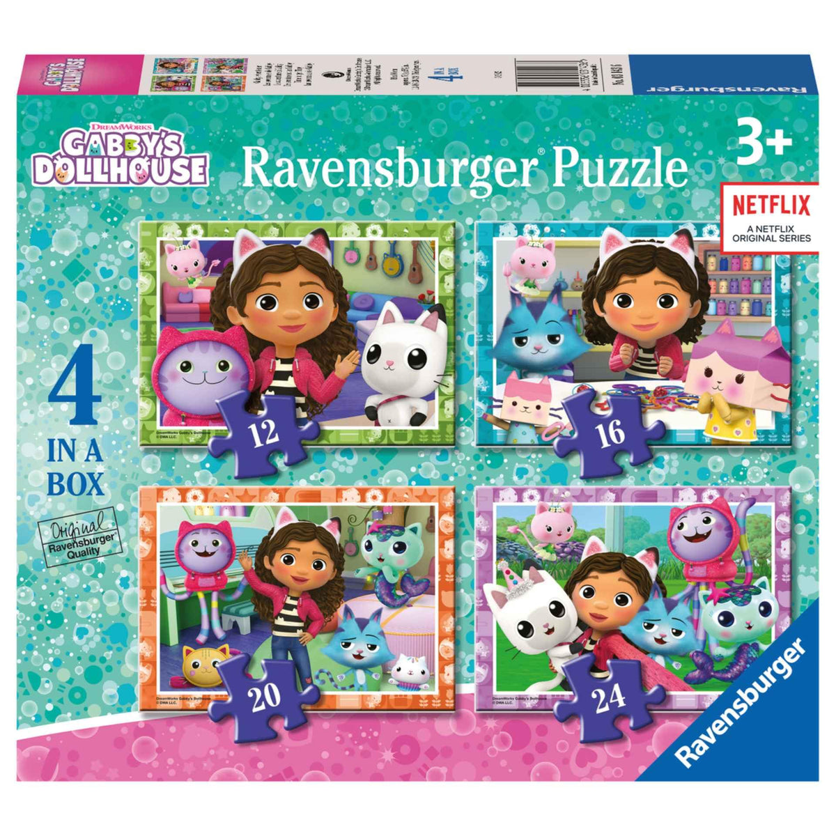 Ravensburger Gabby’s Dollhouse puzzle box front inspires imaginative play for kids.
