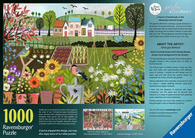 Ravensburger Garden Allotment puzzle busy garden scene fosters family collaboration.