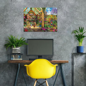 Ravensburger Gardener's Getaway frameable puzzle art ready for display after completion