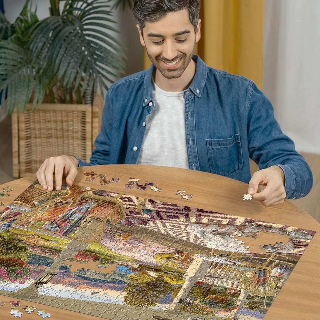 Ravensburger puzzle with glare-free matte finish for comfortable puzzling sessions.