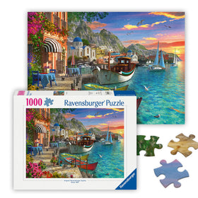 Ravensburger Grandiose Greece coastal sunrise—relaxing evenings with vibrant color